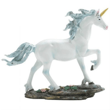Unicorn In Snow With Stream Fantasy Figurine Statue 9" Long Polystone New 